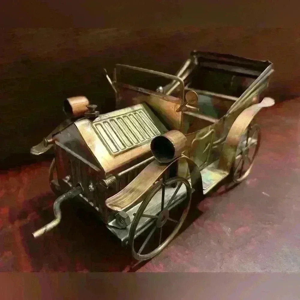 Vintage 1978 Antique George Good Metal Tin Copper Car Music Box 9”